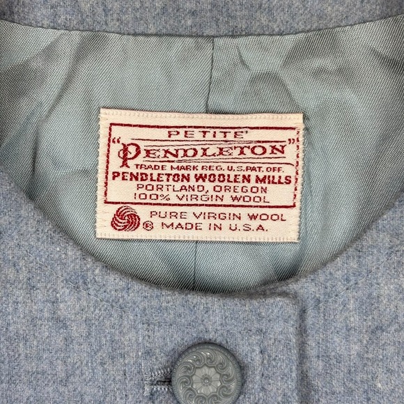 Vintage Pendleton 2pc Wool Pant Blazer Suit Womens 4 Petite Light Blue USA - Picture 10 of 14
